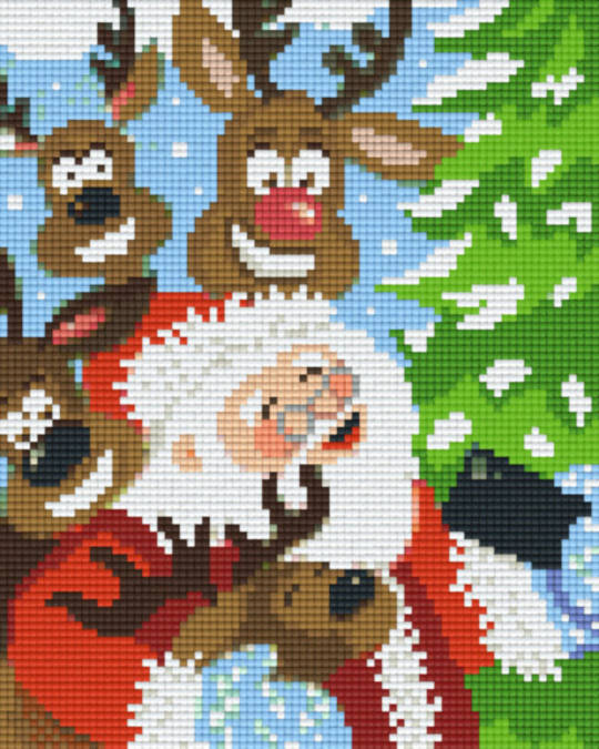 Santa And Raindeer Laughing Four [4] Baseplatge PixelHobby Mini-mosaic Art Kit